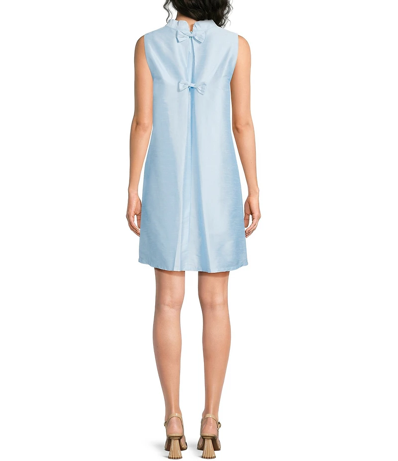 FRANCES VALENTINE Diplomat Dupioni Mock Neck Sleeveless Dress
