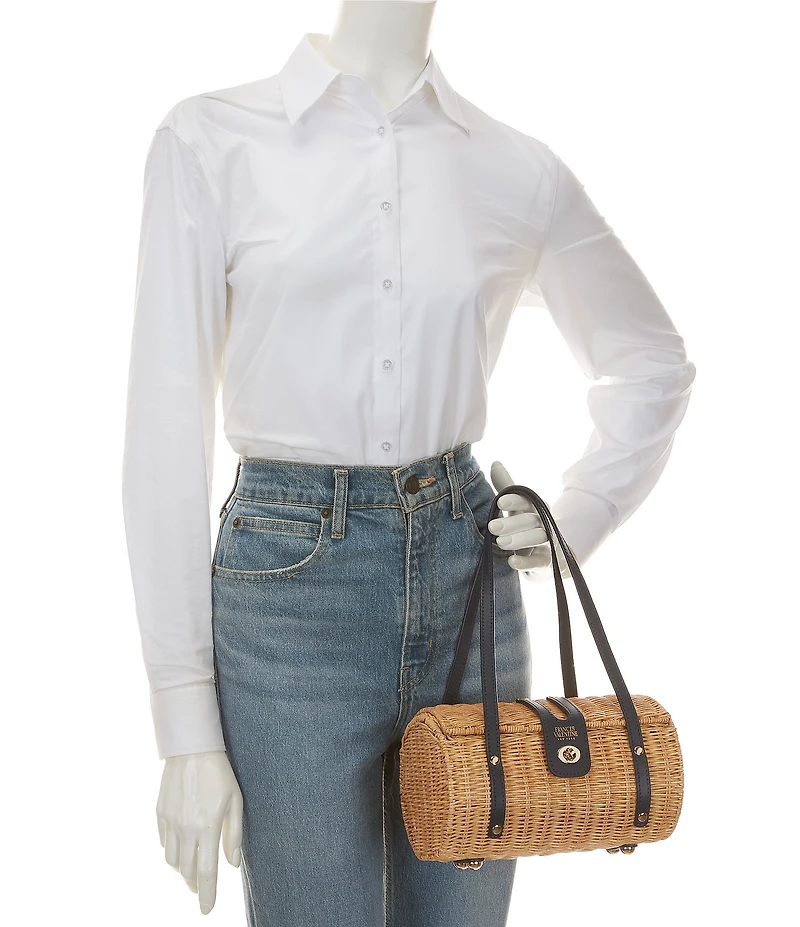 FRANCES VALENTINE Dottie Wicker Basket Satchael Bag