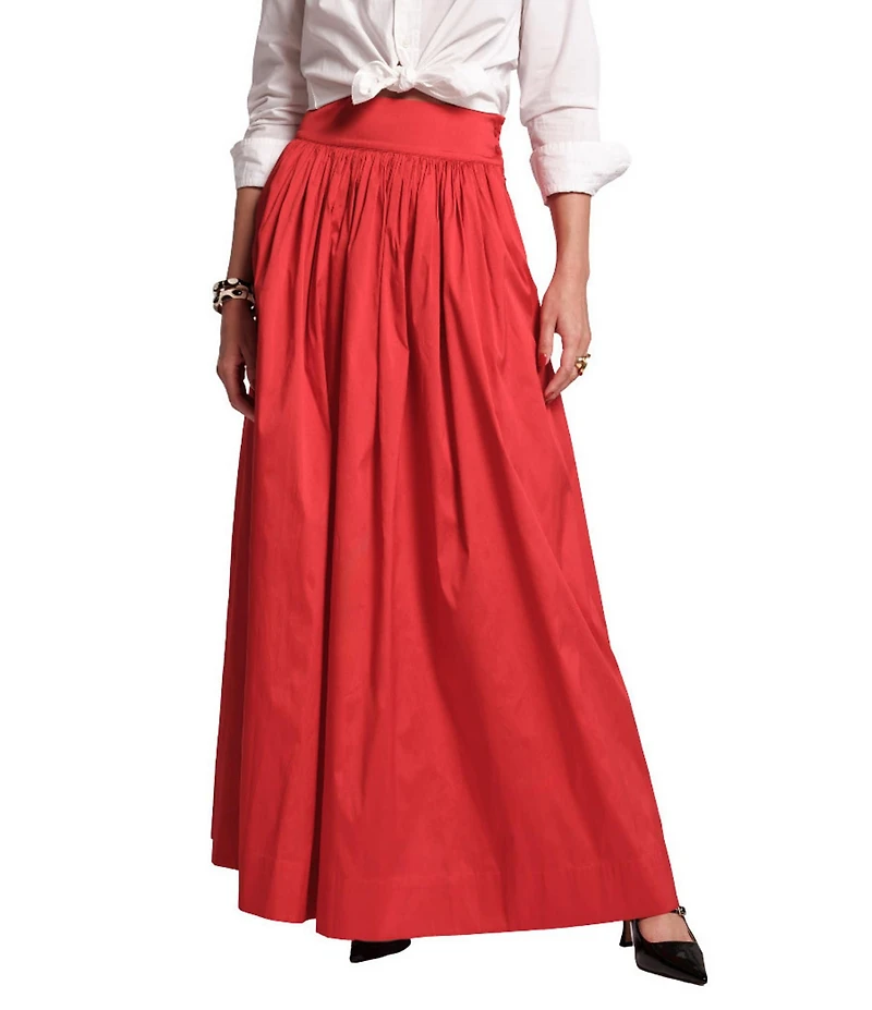 FRANCES VALENTINE Dupion High-Rise Full Length Skirt