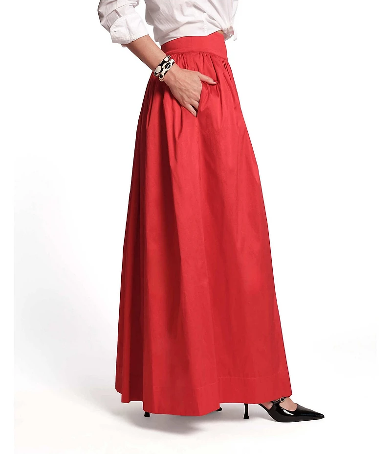 FRANCES VALENTINE Dupion High-Rise Full Length Skirt