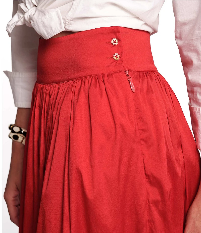 FRANCES VALENTINE Dupion High-Rise Full Length Skirt