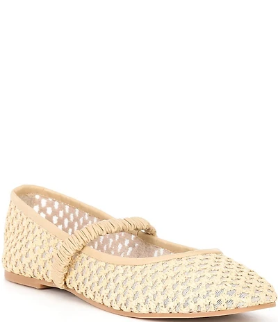 FRANCES VALENTINE Ella Raffia Mesh Mary Jane Ballet Flats