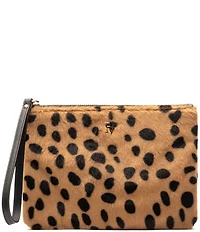 FRANCES VALENTINE Faux Fur Cheetah Print Haircalf Wristlet