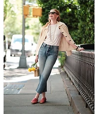 FRANCES VALENTINE Pima Cotton Button Front Long Sleeve Fisherman Cardigan