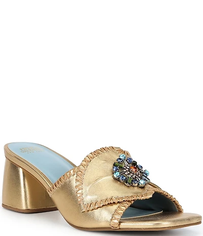 Frances Valentine Isa Leather Embellished Dress Mules