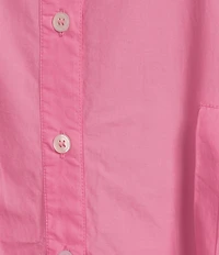 FRANCES VALENTINE Isla Poplin Point Collar Elbow Sleeve Button Front Shirt Dress