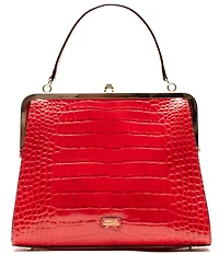 FRANCES VALENTINE Jackie Crocodile Frame Clutch Satchel Bag