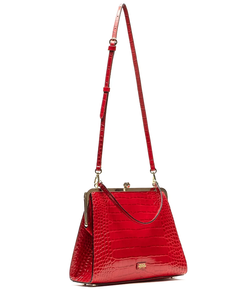 FRANCES VALENTINE Jackie Crocodile Frame Clutch Satchel Bag