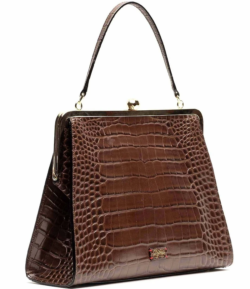 FRANCES VALENTINE Jackie Frame Croco Satchel Bag