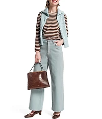 FRANCES VALENTINE Jackie Frame Croco Satchel Bag
