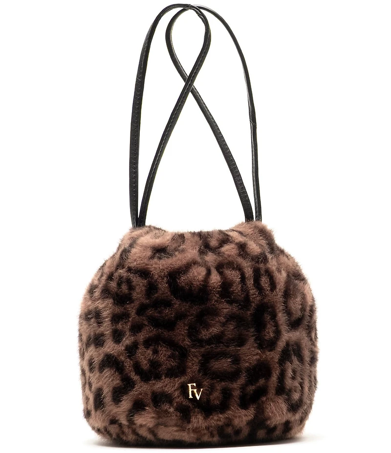 FRANCES VALENTINE Jaguar Faux Fur Pouf Bucket Bag