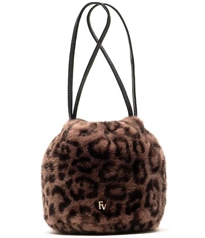 FRANCES VALENTINE Jaguar Faux Fur Pouf Bucket Bag