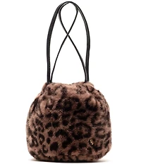 FRANCES VALENTINE Jaguar Faux Fur Pouf Bucket Bag