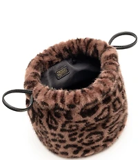 FRANCES VALENTINE Jaguar Faux Fur Pouf Bucket Bag