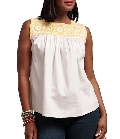 FRANCES VALENTINE Jess Embroidered Square Neck Sleeveless Top
