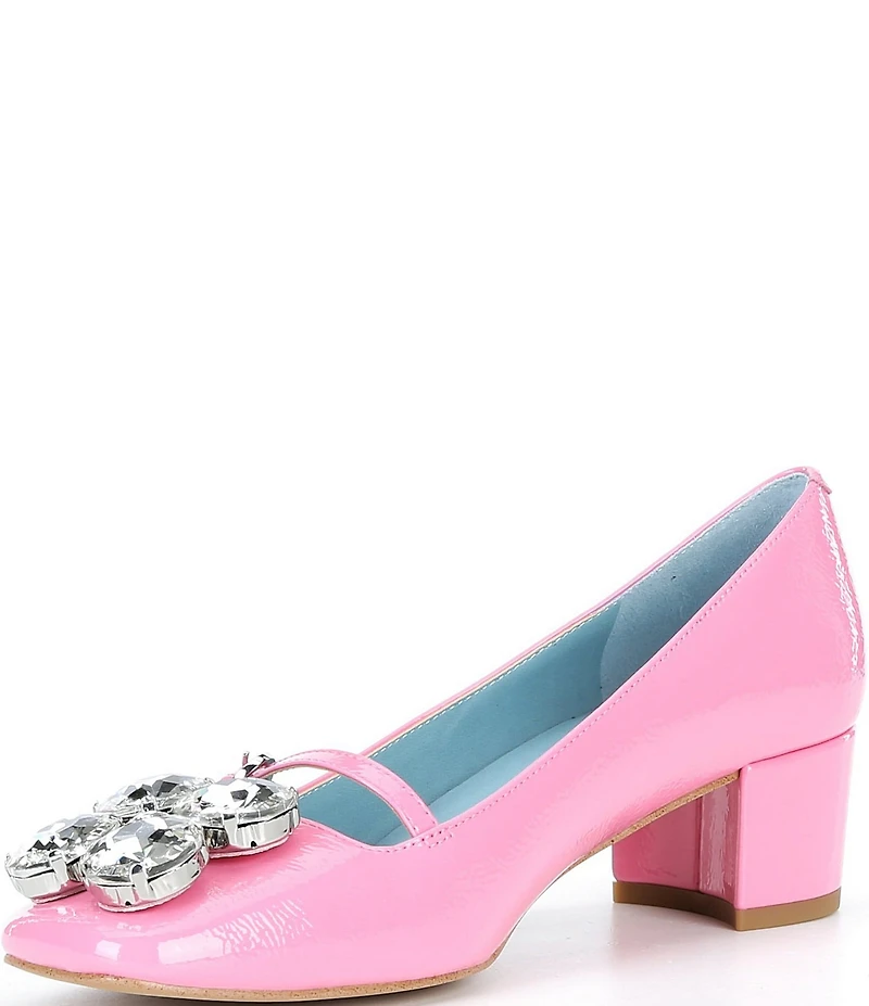 FRANCES VALENTINE Josephine Patent Leather Jewel Ornamented Mary Jane Pumps