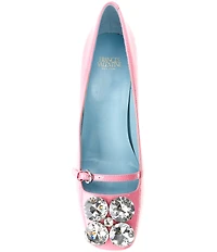 FRANCES VALENTINE Josephine Patent Leather Jewel Ornamented Mary Jane Pumps