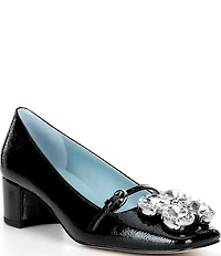 FRANCES VALENTINE Josephine Patent Leather Jewel Ornamented Mary Jane Pumps