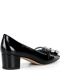 FRANCES VALENTINE Josephine Patent Leather Jewel Ornamented Mary Jane Pumps