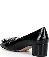 FRANCES VALENTINE Josephine Patent Leather Jewel Ornamented Mary Jane Pumps