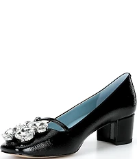 FRANCES VALENTINE Josephine Patent Leather Jewel Ornamented Mary Jane Pumps