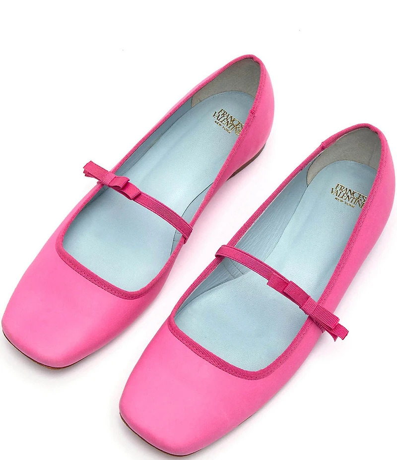 FRANCES VALENTINE Jude Leather Bow Mary Jane Ballet Flats