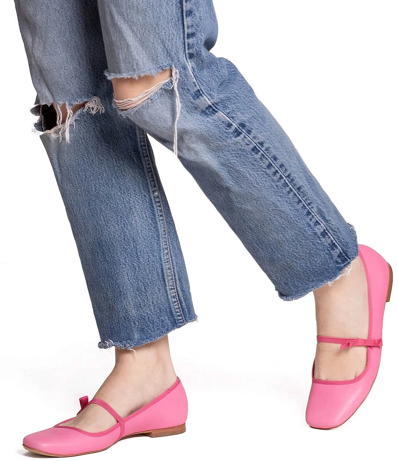 FRANCES VALENTINE Jude Leather Bow Mary Jane Ballet Flats