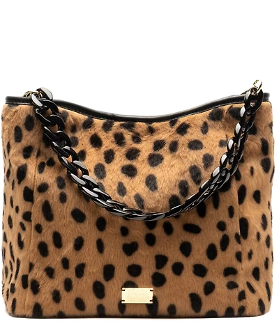 FRANCES VALENTINE June Small Faux Fur Cheetah Haircalf Shoulder Bag