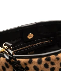 FRANCES VALENTINE June Small Faux Fur Cheetah Haircalf Shoulder Bag