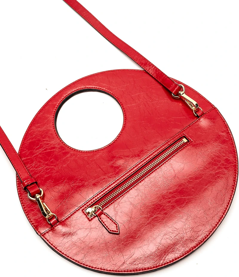 FRANCES VALENTINE Juno Crinkle Leather Round Clutch