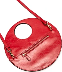 FRANCES VALENTINE Juno Crinkle Leather Round Clutch