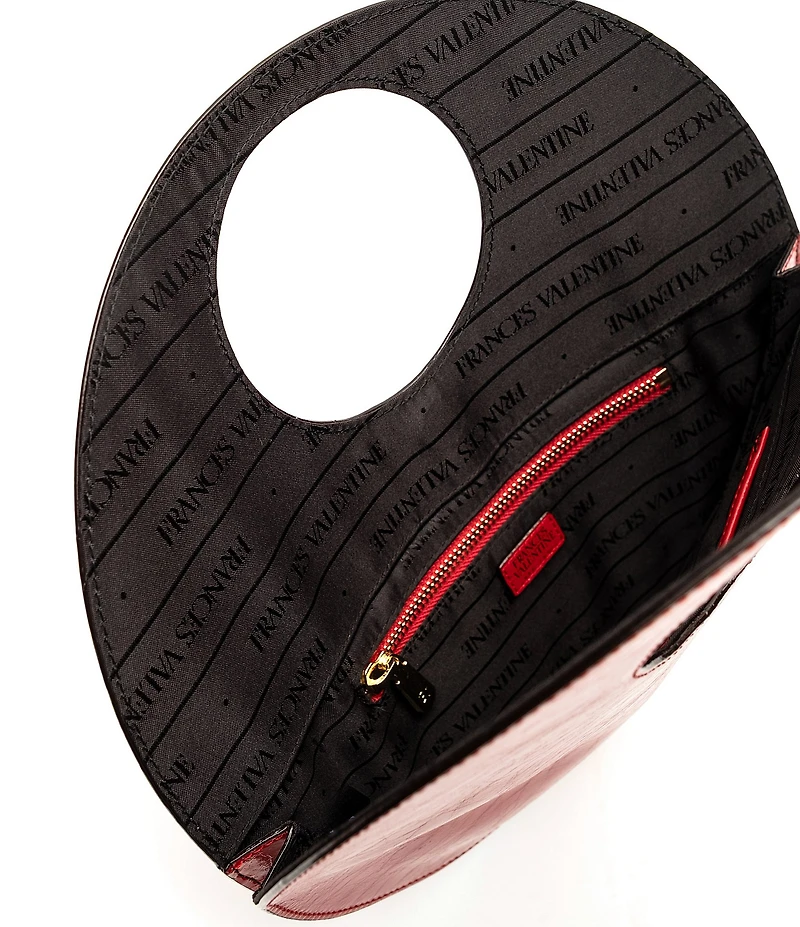 FRANCES VALENTINE Juno Crinkle Leather Round Clutch