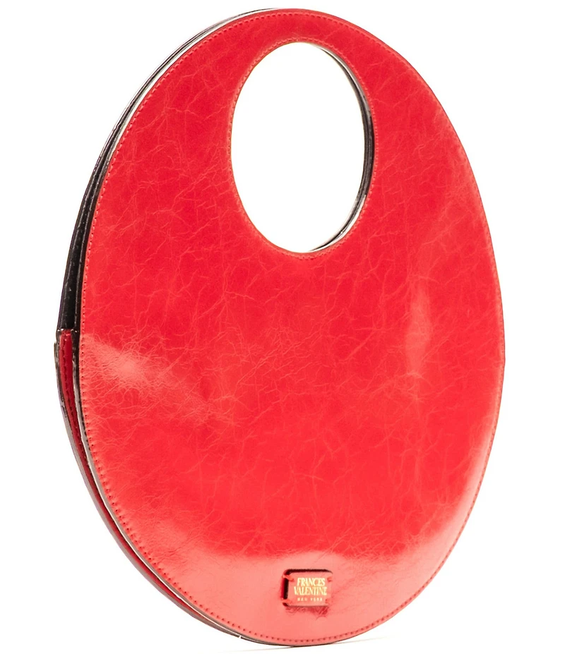 FRANCES VALENTINE Juno Crinkle Leather Round Clutch