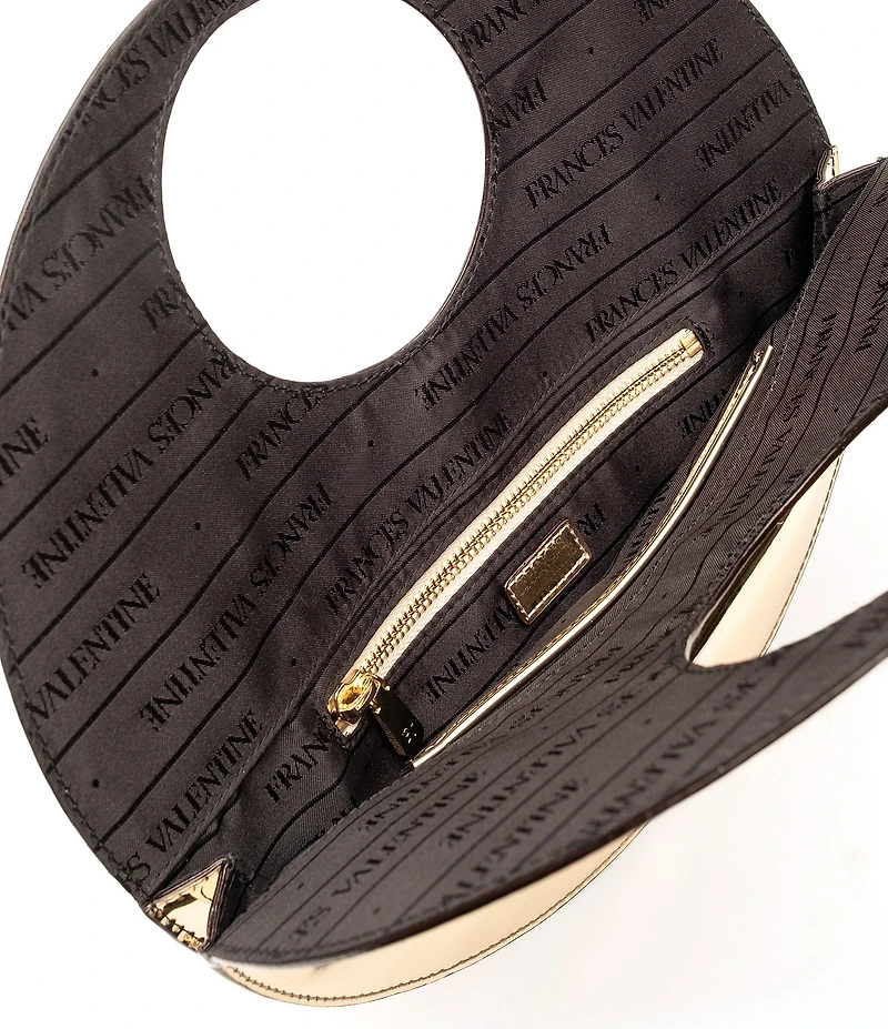 FRANCES VALENTINE Juno Crinkle Leather Round Clutch