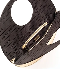 FRANCES VALENTINE Juno Crinkle Leather Round Clutch