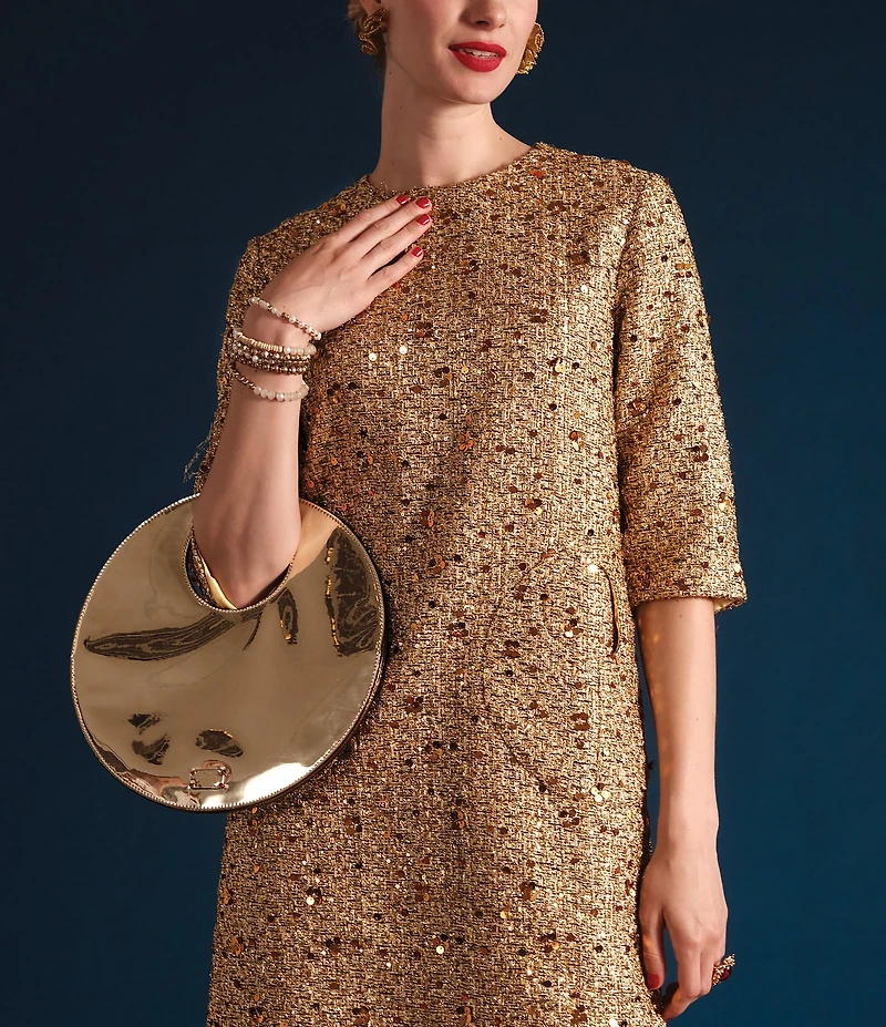 FRANCES VALENTINE Juno Crinkle Leather Round Clutch