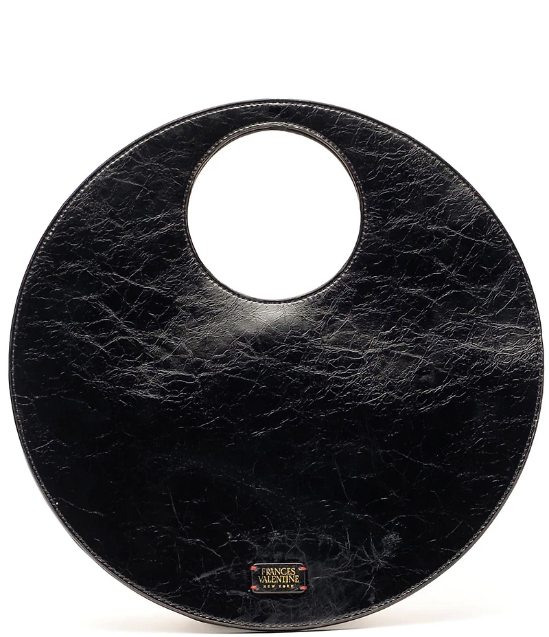 FRANCES VALENTINE Juno Crinkle Leather Round Clutch