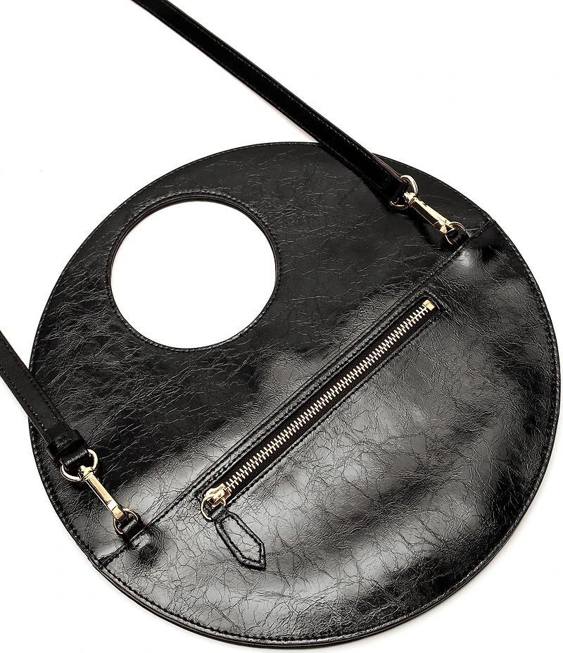 FRANCES VALENTINE Juno Crinkle Leather Round Clutch