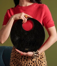 FRANCES VALENTINE Juno Crinkle Leather Round Clutch