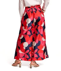 FRANCES VALENTINE Kaleidoscope Taffeta Flat Front Wide Leg Palazzo Pants