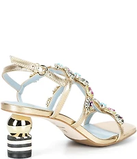 FRANCES VALENTINE Kiki Gem Leather Slingback Block Heel Dress Sandals