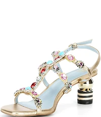 FRANCES VALENTINE Kiki Gem Leather Slingback Block Heel Dress Sandals