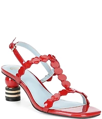 FRANCES VALENTINE Kiki Patent Leather Heart Slingback Block Heel Sandals