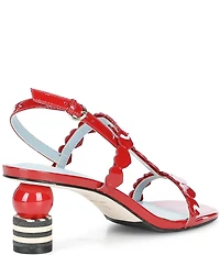 FRANCES VALENTINE Kiki Patent Leather Heart Slingback Block Heel Sandals