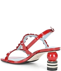 FRANCES VALENTINE Kiki Patent Leather Heart Slingback Block Heel Sandals