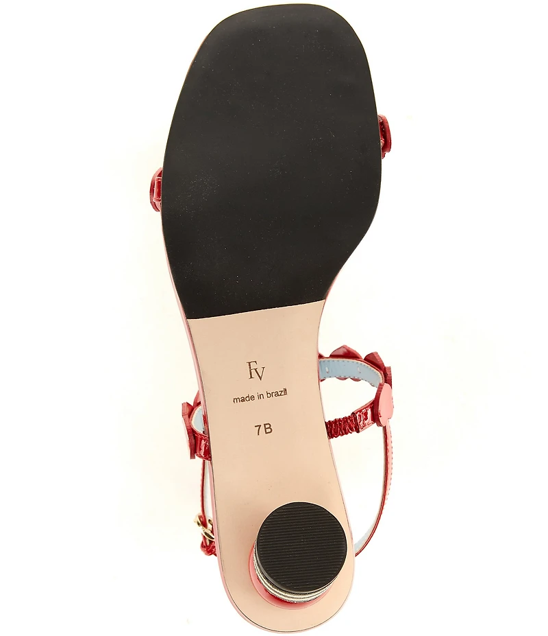 FRANCES VALENTINE Kiki Patent Leather Heart Slingback Block Heel Sandals
