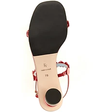 FRANCES VALENTINE Kiki Patent Leather Heart Slingback Block Heel Sandals