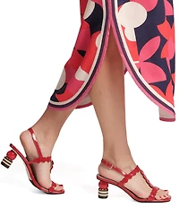 FRANCES VALENTINE Kiki Patent Leather Heart Slingback Block Heel Sandals