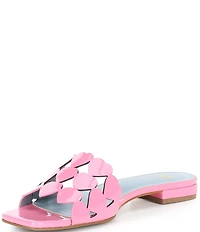 FRANCES VALENTINE Leather Heart Banded Flat Slide Sandals