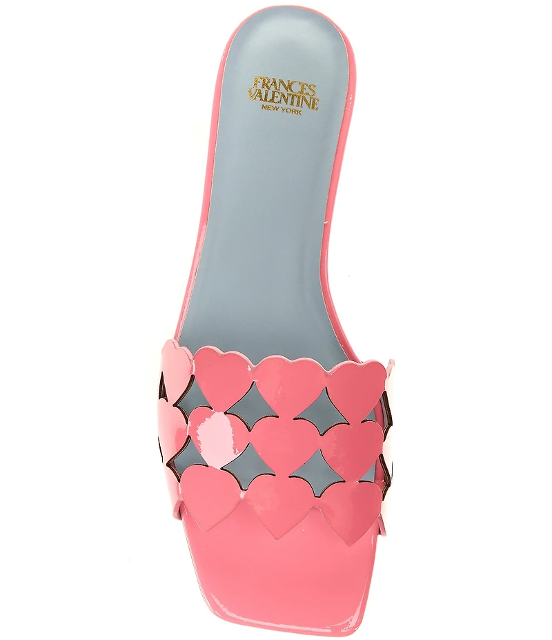 FRANCES VALENTINE Leather Heart Banded Flat Slide Sandals